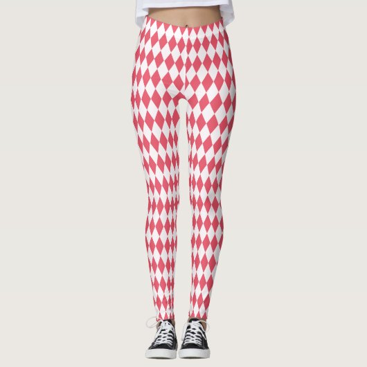 Moderne Chic Hipster Pink Harlequin Pattern Mode Leggings (Voorkant)
