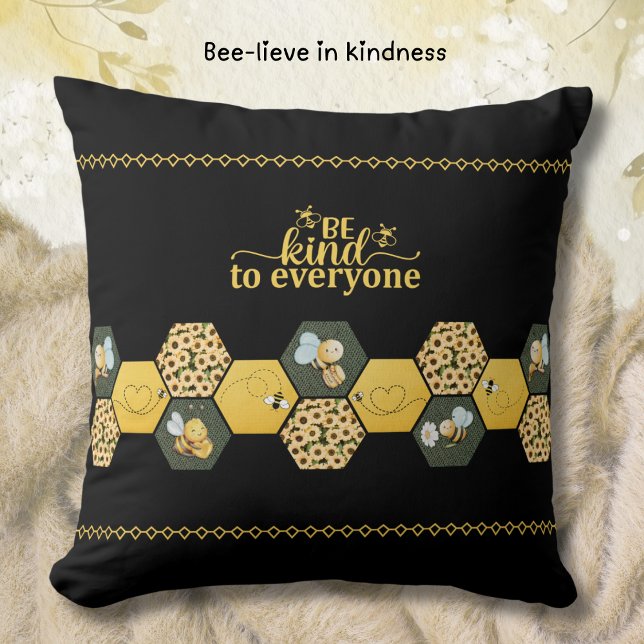 Moderne Chic Hommeltje Zonnebloem Accent Kussen (Chic Bee Pillow is perfect for any modern, stylish living room or cozy home office)