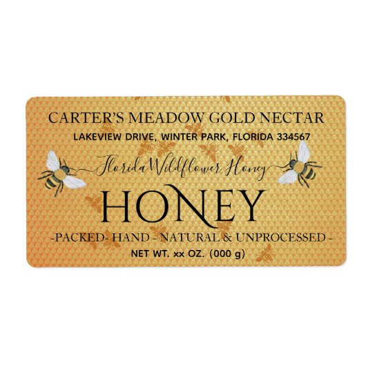 Moderne Chic Honey Persoonlijk Etiket (Voorkant)