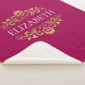 Moderne Chic Hot Pink Monogram Sherpa Deken (3/4)