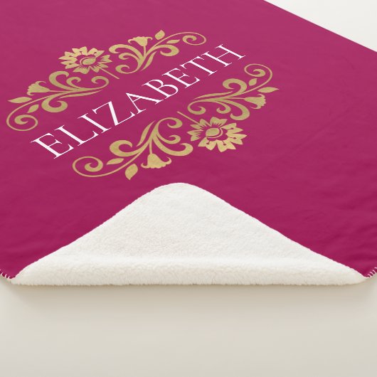 Moderne Chic Hot Pink Monogram Sherpa Deken (3/4)