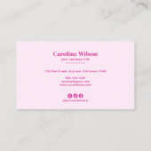 Moderne Chic Hot Pink Professionele Foto Girly Visitekaartje (Achterkant)