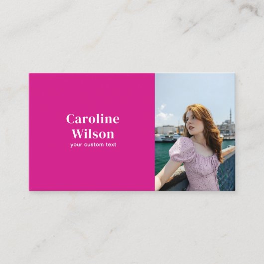 Moderne Chic Hot Pink Professionele Foto Girly Visitekaartje (Voorkant)