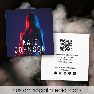 Moderne Chic Influencer Foto QR Code Sociale Media Vierkante Visitekaartje