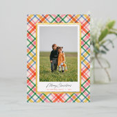 Moderne Chic Joyful Plaid Kerst Folie Kaart (Staand Voorkant)