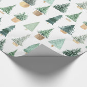 Moderne Chic-kerstbomen Planten Cadeaupapier (Hoek)
