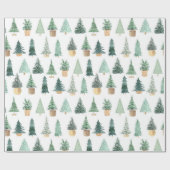 Moderne Chic-kerstbomen Planten Cadeaupapier (Vlak)