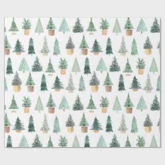 Moderne Chic-kerstbomen Planten Cadeaupapier