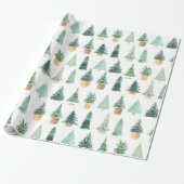 Moderne Chic-kerstbomen Planten Cadeaupapier (Uitgerold)