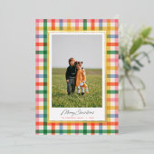 Moderne Chic Kleurrijke Plaid Kerst Folie Kaart (Staand Voorkant)