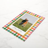 Moderne Chic Kleurrijke Plaid Kerst Folie Kaart (Gedraaid)