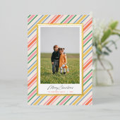 Moderne Chic Kleurrijke Stripes Kerst Folie Kaart (Staand Voorkant)