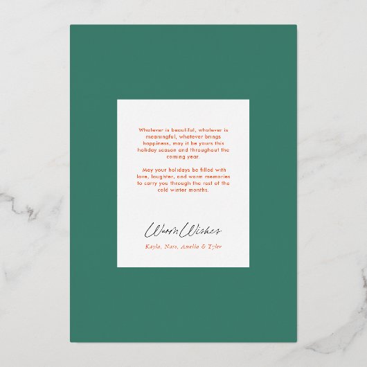 Moderne Chic Kleurrijke Stripes Kerst Folie Kaart (Achterkant)