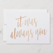 Moderne Chic Koper Calligrafie Het was altijd al j Kaart (Voorkant)