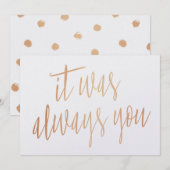 Moderne Chic Koper Calligrafie Het was altijd al j Kaart (Voorkant / Achterkant)