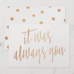 Moderne Chic Koper Calligrafie Het was altijd al j Kaart