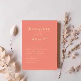 Moderne Chic Koraal Minimalistische Script Trouwka Kaart