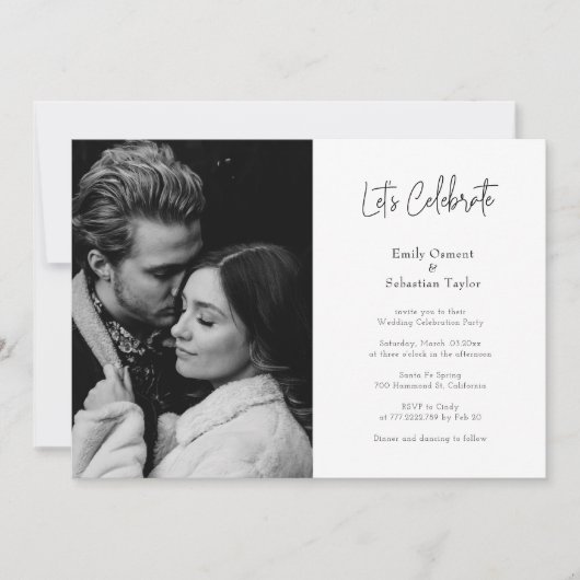 Moderne chic laten we vieren bruiloft receptie-onl kaart (Voorkant)