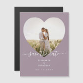 Moderne chic Lavender Weduwfoto slaat de datum op Magnetische Uitnodiging (Voorkant / Achterkant)
