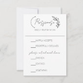 Moderne Chic Leaf Monogram bruiloft RSVP Kaartje (Voorkant)
