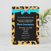 Moderne Chic Leopard Print Aqua Blue Bow Party Kaart (Staand voorkant)