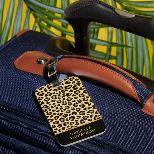 Moderne Chic Leopard Print Pattern-avontuurreis Bagagelabel (Voorkant Insitu 1)