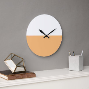 Moderne Chic Licht Perzik Oranje Witte Kleurblok Grote Klok