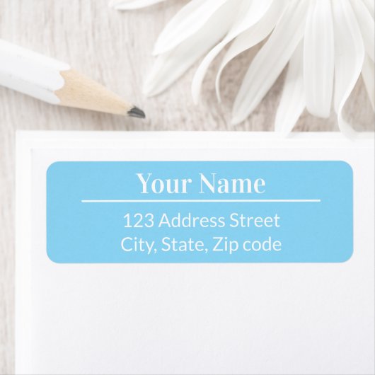 Moderne Chic Lichte Pastelblauwe Naam Mail Adres Etiket (Insitu)