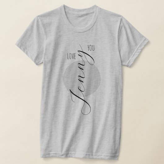 Moderne Chic Liefde Bericht met Aangepaste Naam T-shirt (Laagn)