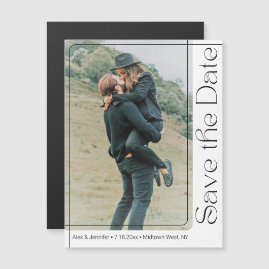 moderne chic lijst foto save the date magneet (Voorkant / Achterkant)