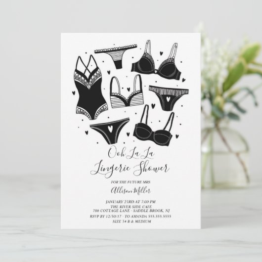 Moderne Chic Lingerie Bruids Douche Uitnodiging (Staand voorkant)
