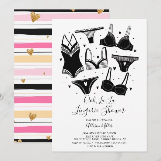 Moderne Chic Lingerie Bruids Douche Uitnodiging (Voorkant / Achterkant)