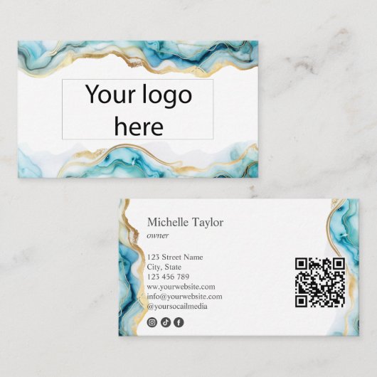 Moderne Chic Logo QR Code Social Media Website Visitekaartje (Voorkant / Achterkant)