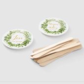 Moderne Chic Love krans gepersonaliseerde bruiloft Handwaaier (Niet-gemonteerd)