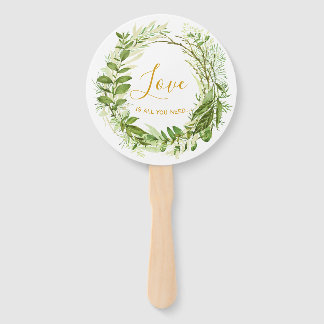 Moderne Chic Love krans gepersonaliseerde bruiloft Handwaaier