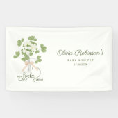Moderne Chic Lucky Shamrock met Strik baby shower Spandoek (Horizontaal)