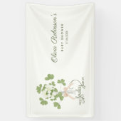 Moderne Chic Lucky Shamrock met Strik baby shower Spandoek (Verticaal)