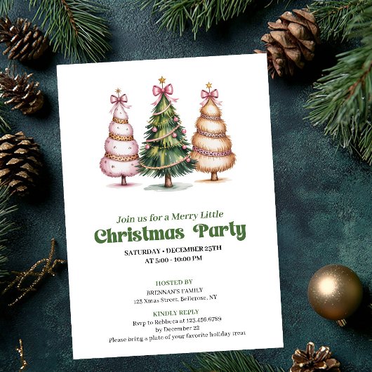 Moderne chic luipaard kerstboom feest uitnodiging