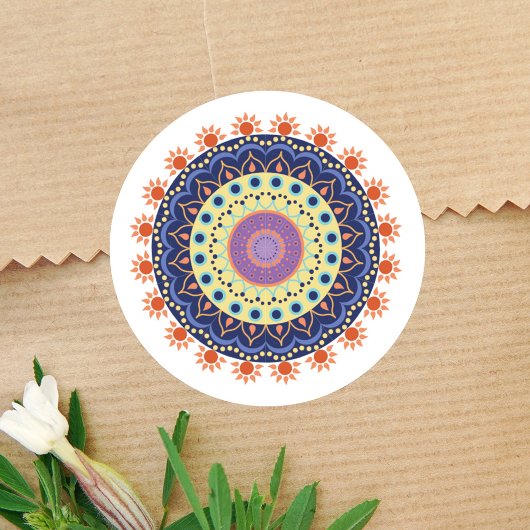 Moderne Chic Mandala minimalistisch Ronde Sticker