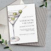 Moderne Chic Martini Cocktails en Dinner Party Kaart