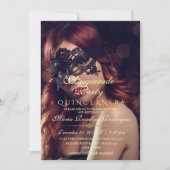 Moderne Chic Masquerade Quinceanera Foto Kaart (Voorkant)
