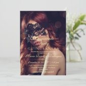 Moderne Chic Masquerade Quinceanera Foto Kaart (Staand voorkant)