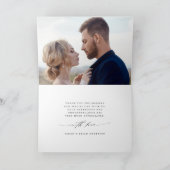 Moderne Chic Merci Script 2 Photo Wedding Folded Bedankkaart (Binnen)