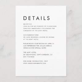 Moderne Chic Minimal Details Trouwen Informatiekaartje