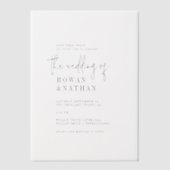 Moderne Chic Minimal Zwart Eenvoudige Boho Wedding Vellum Uitnodigingen (Voorkant)