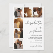 Moderne Chic Minimalist Namen 7-Foto Grid Wedding Kaart (Voorkant)