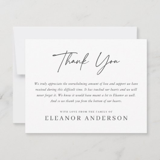 Moderne Chic Minimalistische Herdenkings Auto Dank Kaart (Voorkant)