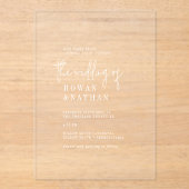 Moderne Chic Minimalistische Witte Eenvoudige Boho Acryl Uitnodigingen (Voorkant)