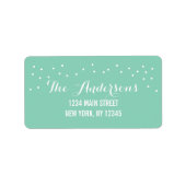 Moderne Chic Mint Groene en Witte Stippen Etiket (Voorkant)