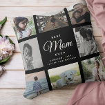 Moderne Chic Moederdag mam Family Foto Collage Kussen<br><div class="desc">Voor de Beste Mam ooit in je leven: een moderne,  trendy familiefilm gooit kussens met moderne scripttypografie en je persoonlijke naam en boodschap. Dit is de elegante zwarte versie.</div>